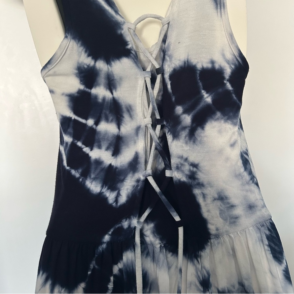 Dex Blue & White Tie Dye Maxi Length Tank Top Style Dress - Picture 4 of 16